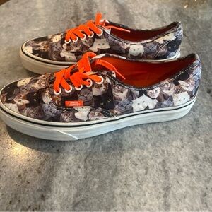Vans Women's Cat Print Sneakers - Orange and Black
